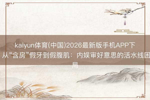 kaiyun体育(中国)2026最新版手机APP下载 从“含房”假牙到假腹肌：内娱审好意思的活水线困局