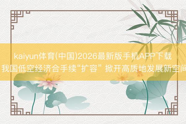 kaiyun体育(中国)2026最新版手机APP下载 我国低空经济合手续“扩容” 掀开高质地发展新空间