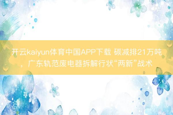开云kaiyun体育中国APP下载 碳减排21万吨，广东轨范废电器拆解行状“两新”战术