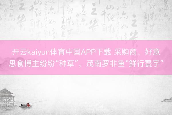 开云kaiyun体育中国APP下载 采购商、好意思食博主纷纷“种草”，茂南罗非鱼“鲜行寰宇”